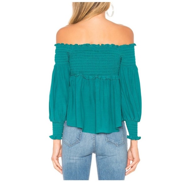 ~EUC~ FOR LOVE & LEMONS Ruched Off The Shoulder Blouse Top Size Medium - Picture 2 of 10